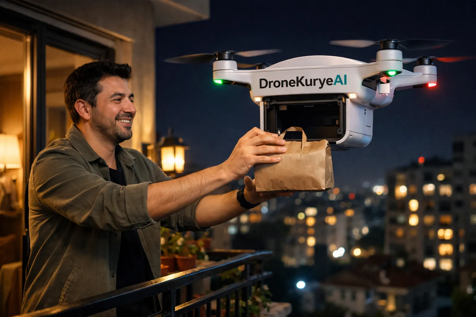 DroneKuryeAI gece teslimatı